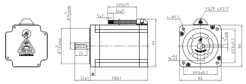 Động cơ bước Stepper 86CM85C-I14 thông số: 6A-8.5Nm-118mm-trục phi 14 ...